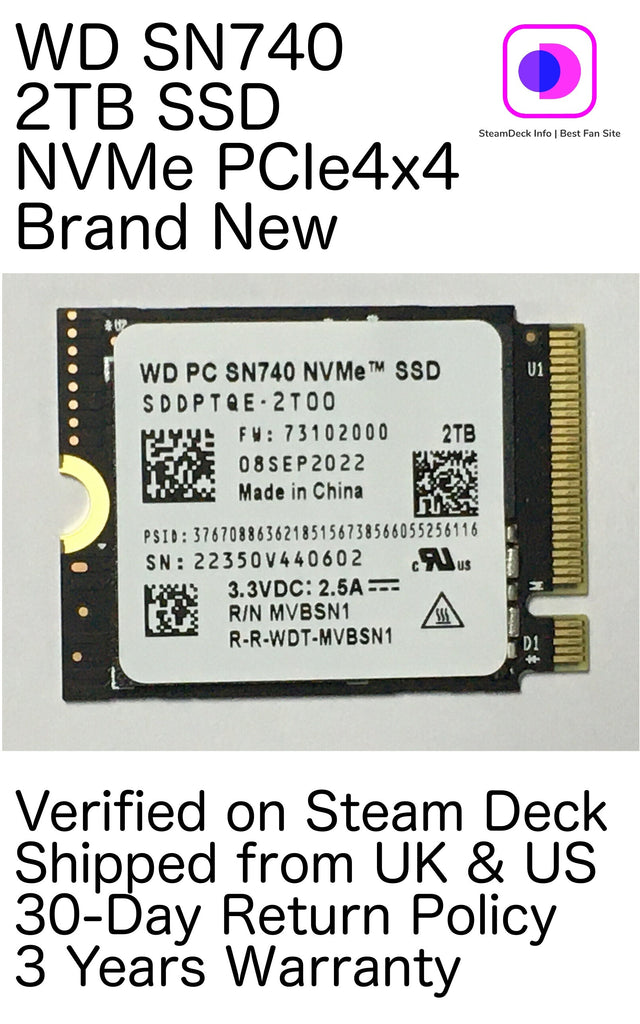 Steam Deck Upgrade SSD 2TB WD SN740 for RoW